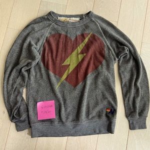 RARE Aviator Nation Lightweight Heart Bolt Sweatshirt XS